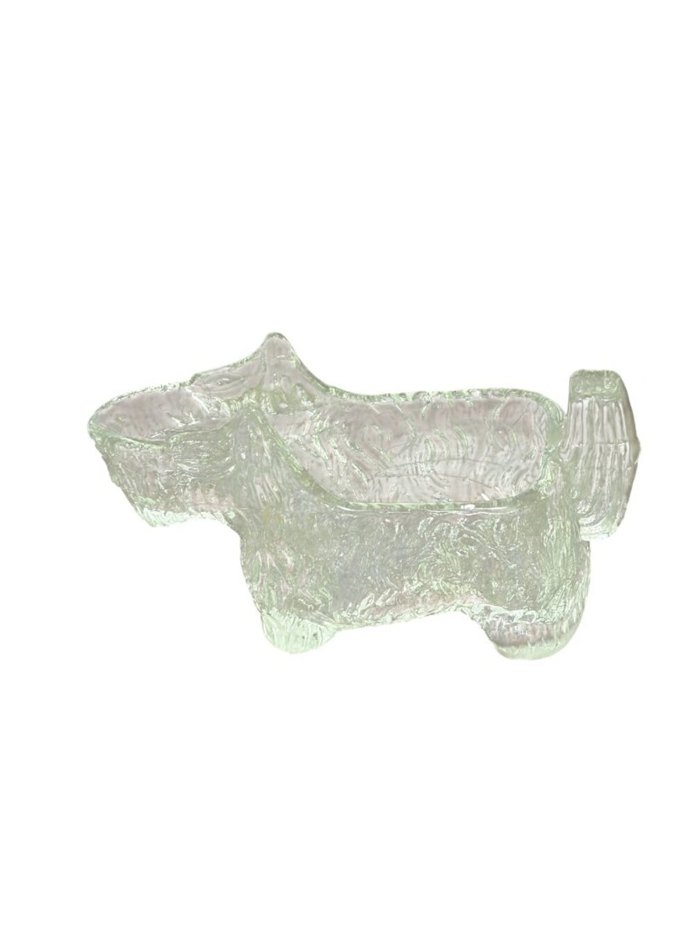 Scottish Terrier Small Open Glass Dish Clear 6 x 2.5 VIntage 1940s